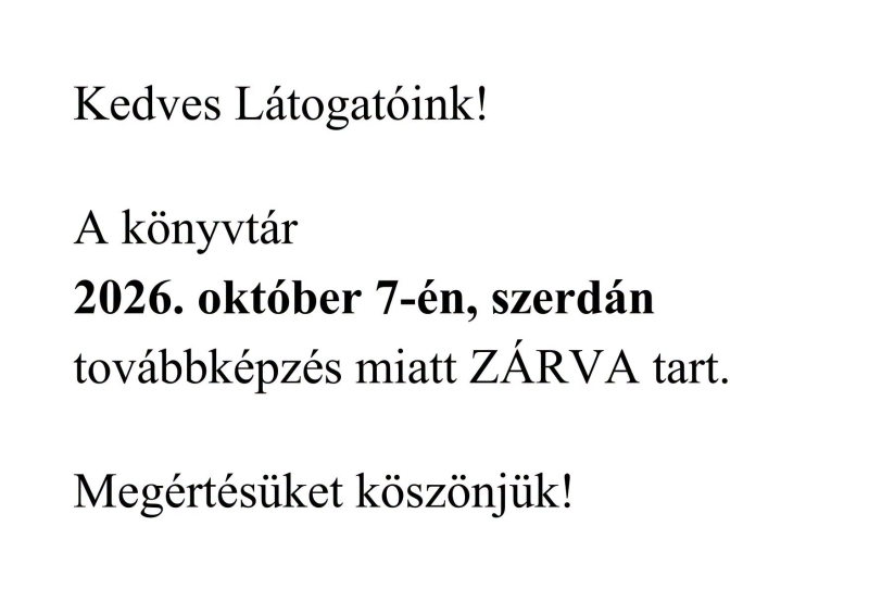 Továbbképzés miatt  zárva